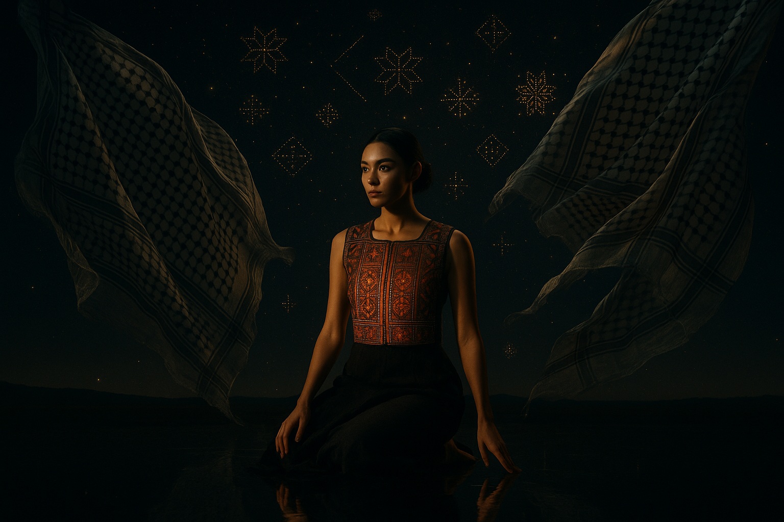 Keffiyeh Dress Red — Editorial